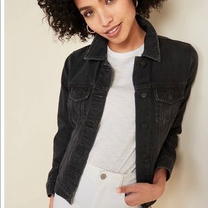 Old Navy Distressed Black Denim Jacket